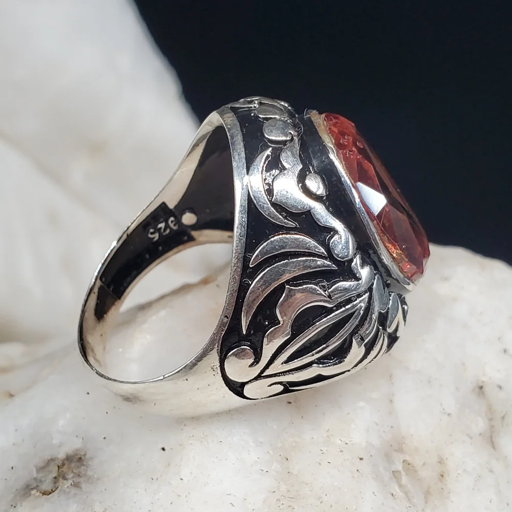 Unique Men's Jewelry Solid Sterling Silver 925 Alexandrite Stone Boho Ring